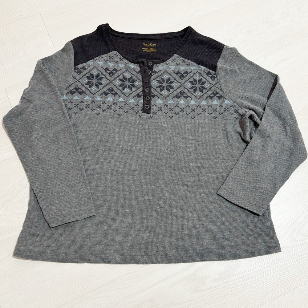 Northcrest Thermal Henley Top Womens Size XL Extra Large Long Sleeve Winter‎